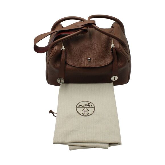 Hermes Lindy 30 Bag in Etoupe Brown Clemence Leather - Picture 8 of 10
